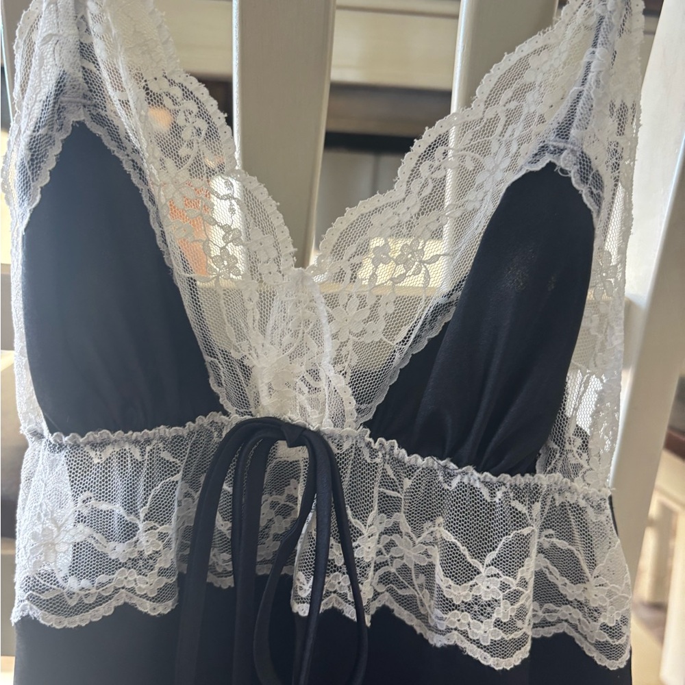 Victoria's Secret Black Chemise with White Lace - Picture 2 of 5